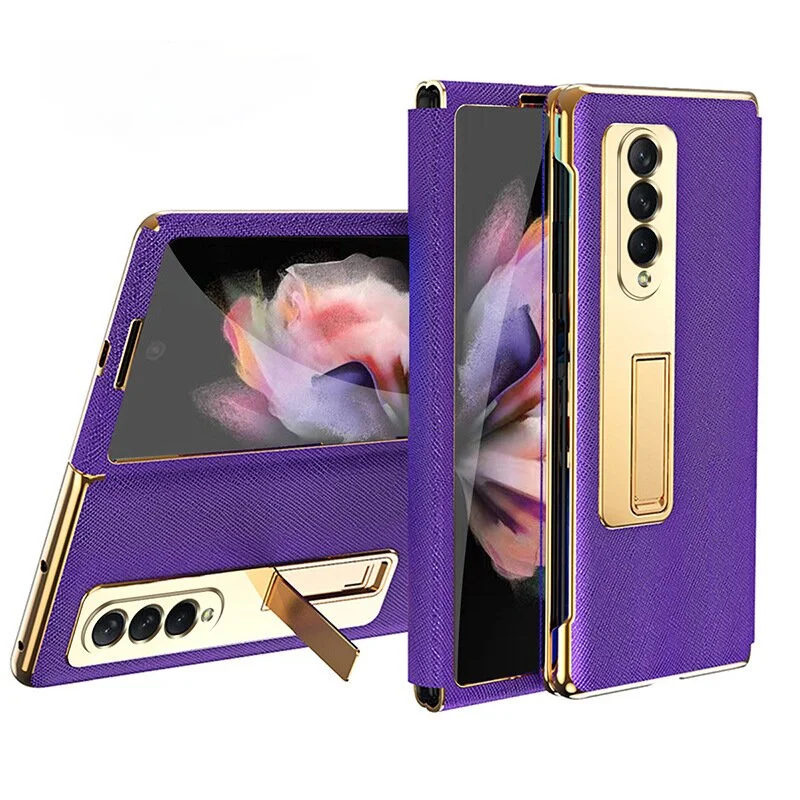 Samsung Z Fold 3/4 Hinge with Stand Tempered Film Shockproof Phone Case