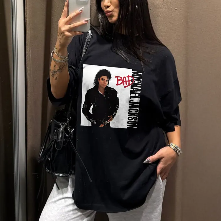 MJ Bad Album Graphic Printed Women's T-shirt