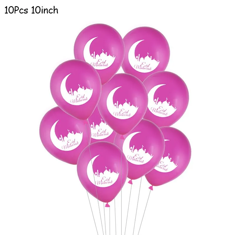 10Pcs EID MUBARAK Balloons Decor Ramadan And Eid Decoration Muslim Hijab Islamic Decor Muslim Ramadan Mubarak Party Supplies