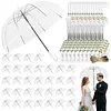 52 Inch Large Clear Bubble Umbrella Bulk with Classic Hook Handle Decorative Clear Wedding Dome Umbrella with Thank You Tags and Rope Guest Souvenirs for Wedding Party Bridal Favors
