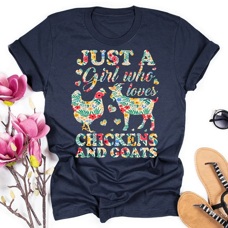 Just A Girl Who Loves Chickens Round Neck T-shirt-0019831