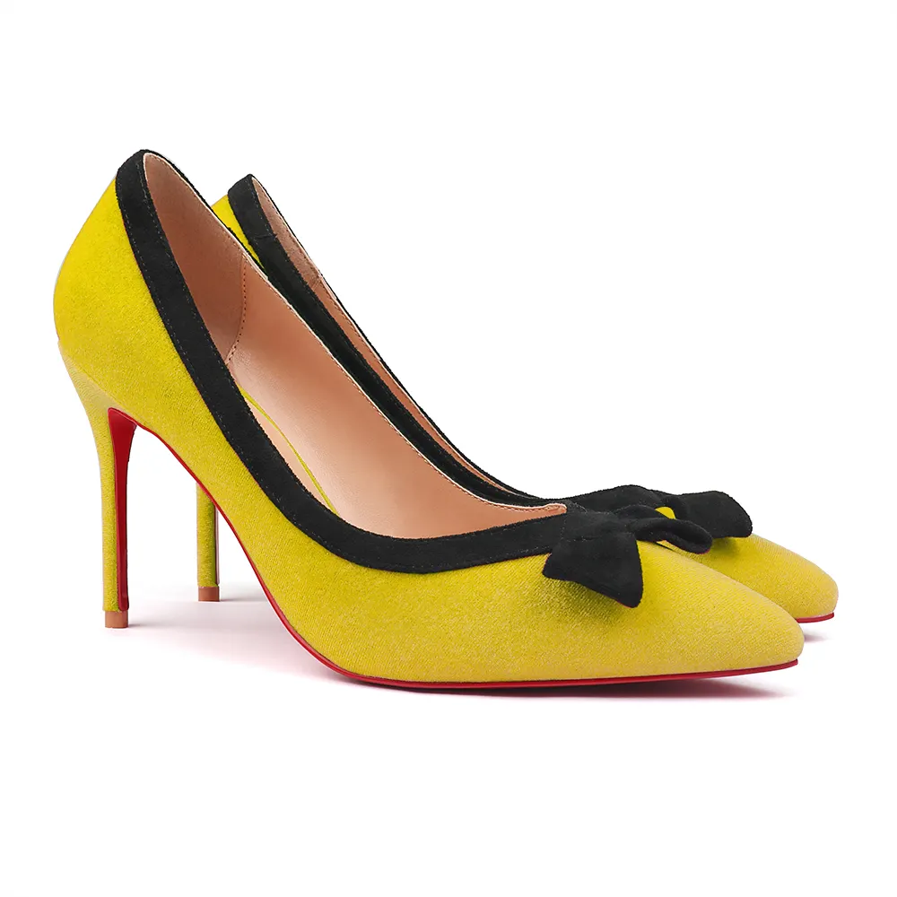 100mm/120mm Bowknot Fashion High Heels Sexy Prom Mixed Colors Red Bottoms Stiletto Coral Fleece-vocosishoes