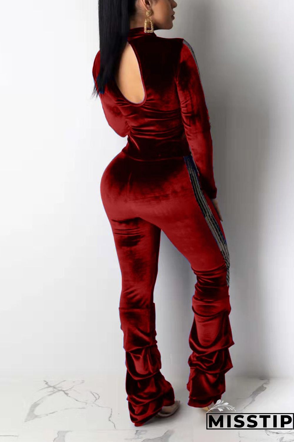 Black Sexy Patchwork Two Piece Suits Solid Loose Long Sleeve