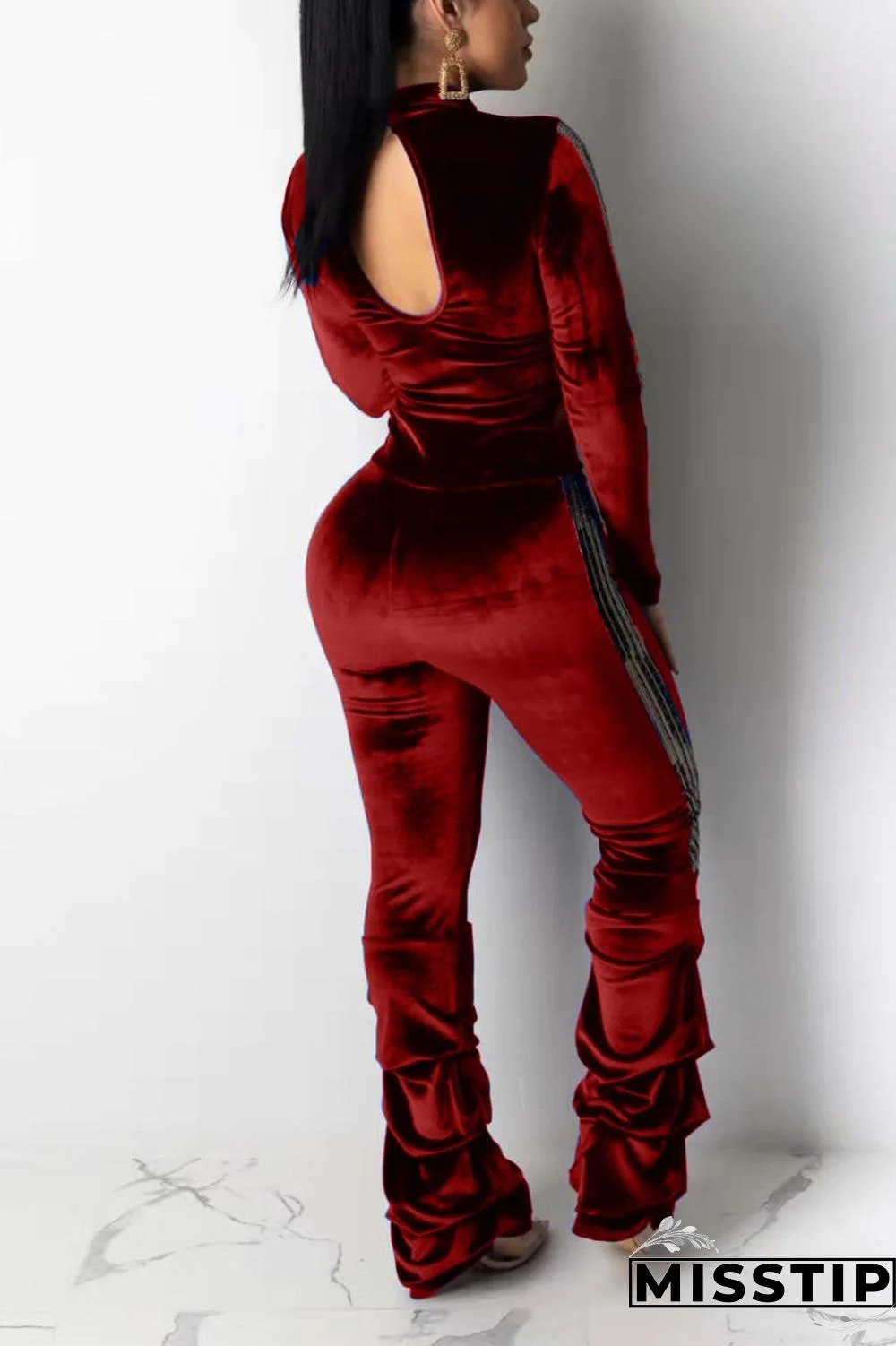 Black Sexy Patchwork Two Piece Suits Solid Loose Long Sleeve