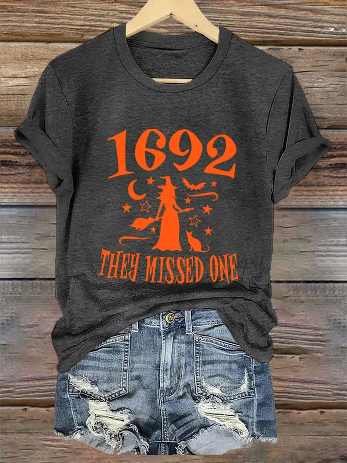 Women's 1692 They Missed One Salem Witch Halloween Casual Tee