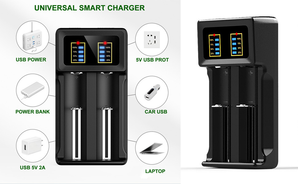 18650 USB Battery Charger 2-Bay