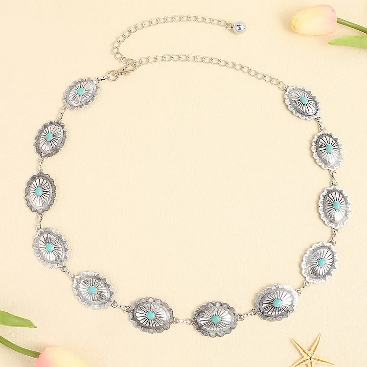 Vintage Turquoise Embellished Waist Chain