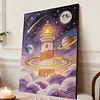 DIY Pearl Painting Lighthouse with Frame for Home Wall Decor(30x40cm)