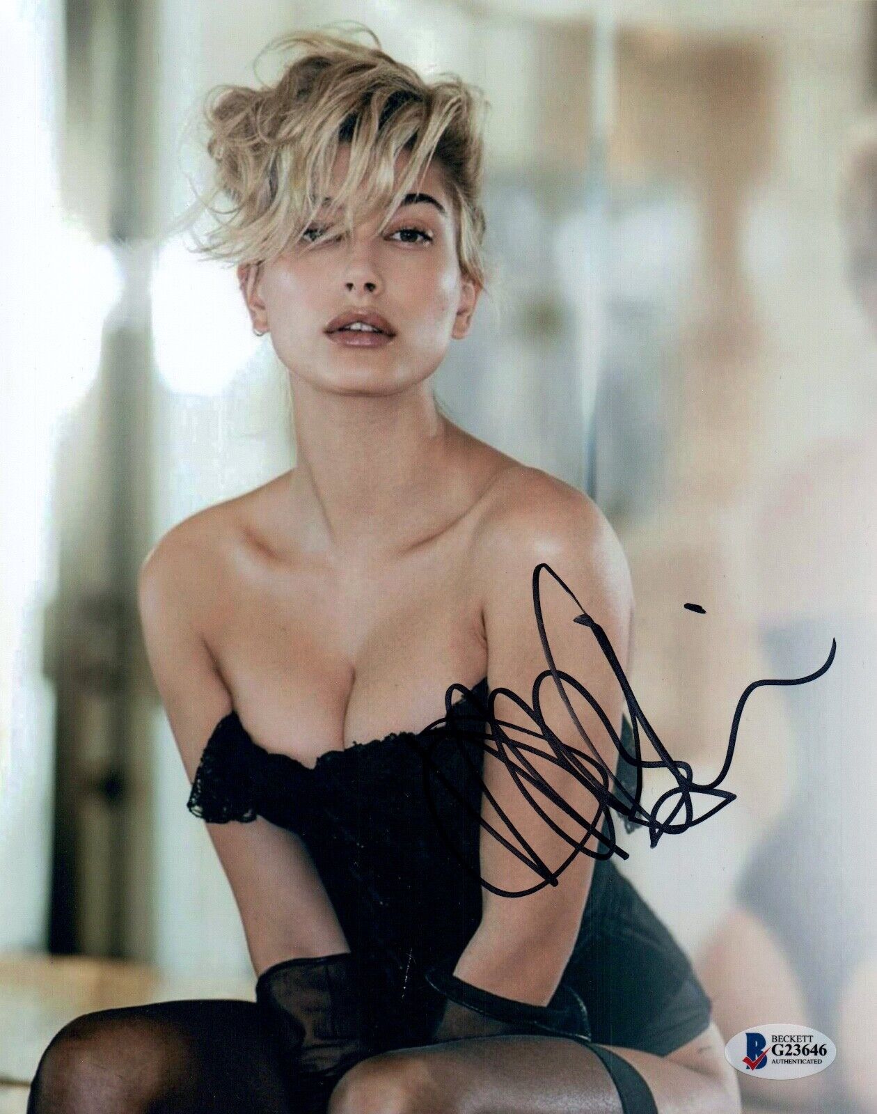 Hailey Baldwin Signed Autographed 8x10 Photo Poster painting Model Justin Bieber Beckett BAS COA