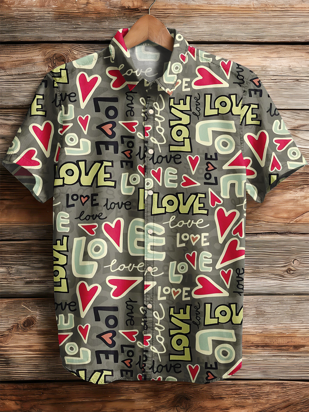 Valentine's Day striped casual shirt PLUSCLOTHESMAN