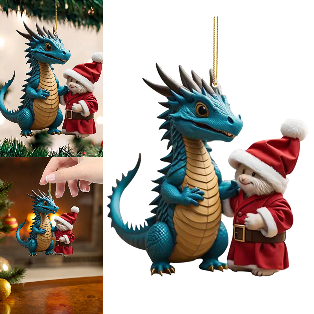 Christmas Baby Dragon Pendants Acrylic Dragon Ornaments Realistic for Home Decor