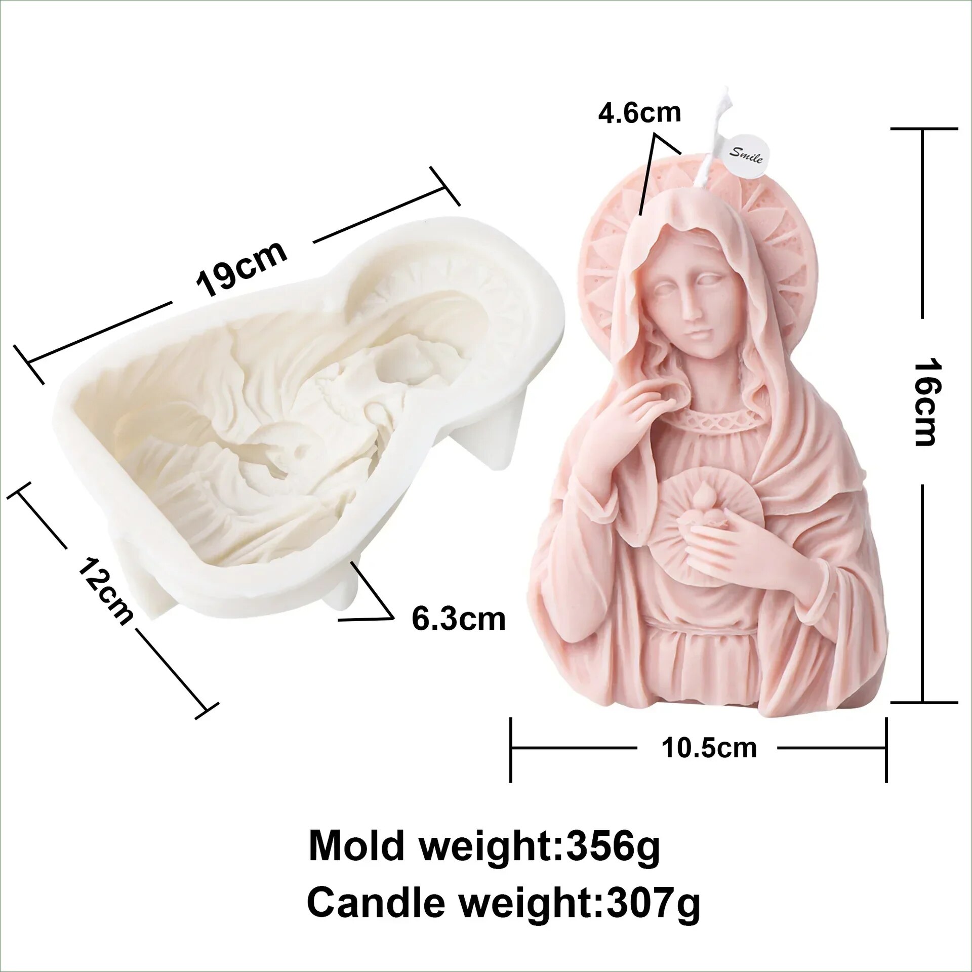 DIY Virgin Mary Candle Silicone Mold Kneeling Statue of Virgin Mary Sculpture Resin Silicone Mold Gypsum Mold Jesus molds