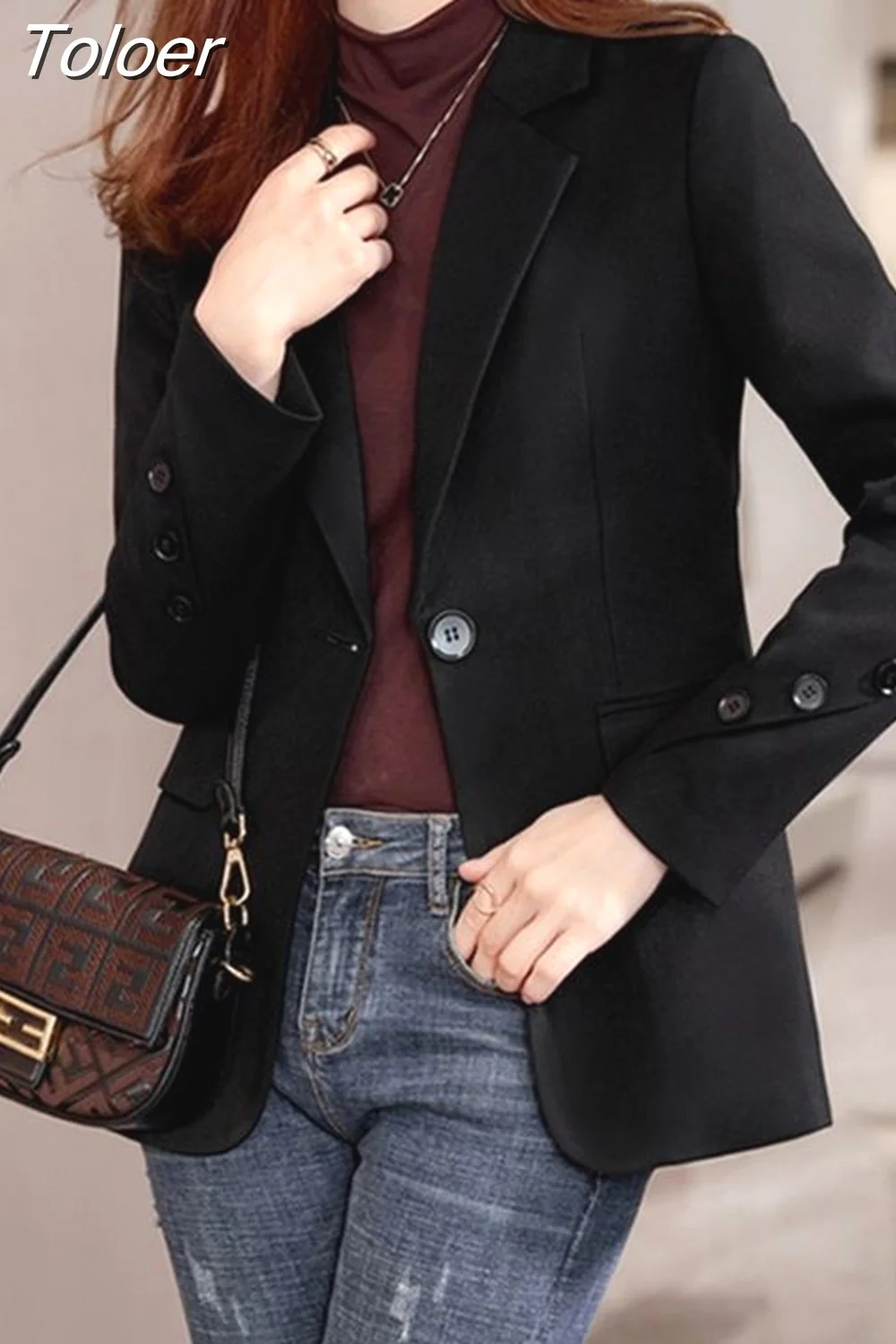 Toloer Lady Blazers Fashion High Street All-match Long Sleeve Casual Fashionable Temperament Blazer Chic Clothing New
