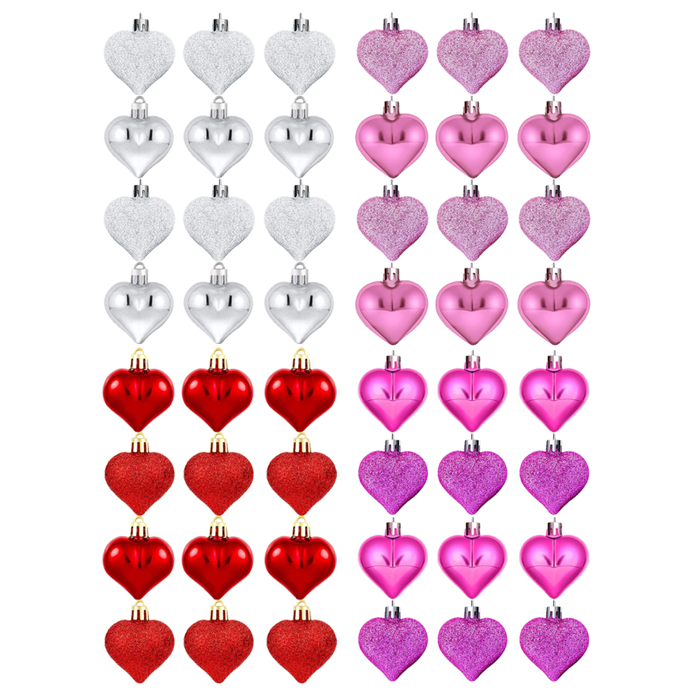 

Heart Baubles, 12 Pieces Valentine Ornament Heart Hanging Pendant, 2 Styles, Rose red, 501 Original