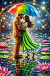 Luxury AB Velvet Diamond Painting Kit - Lovers with an Umbrella