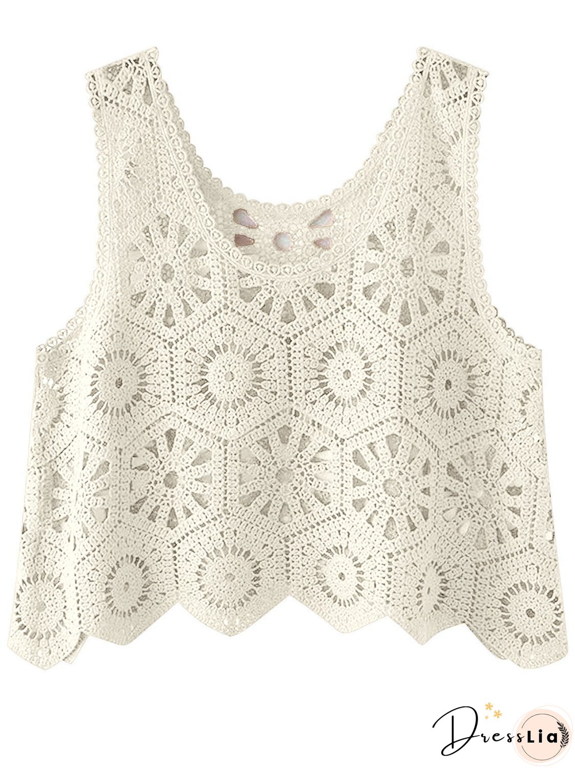 Openwork Round Neck Knit Vest