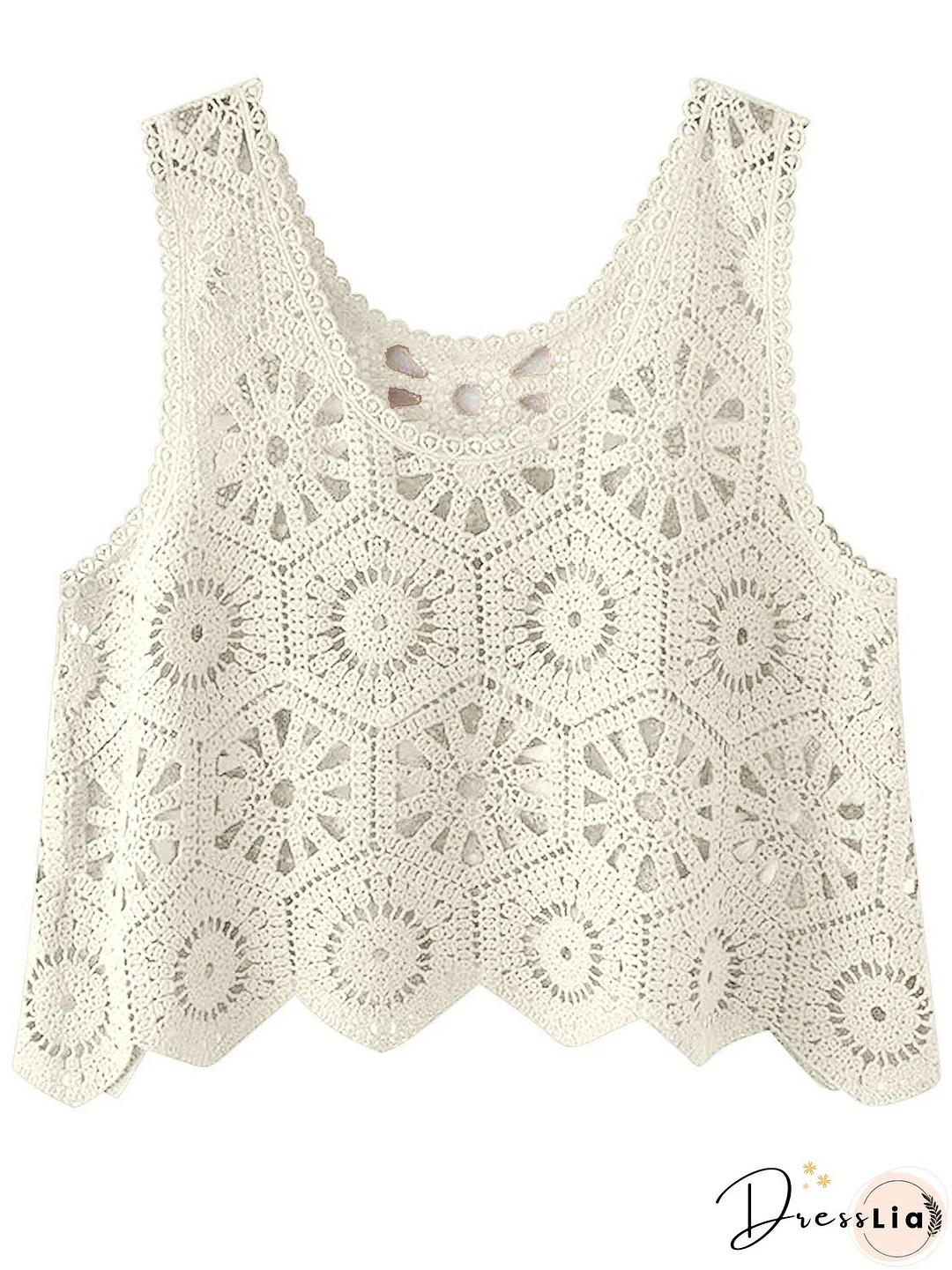 Openwork Round Neck Knit Vest