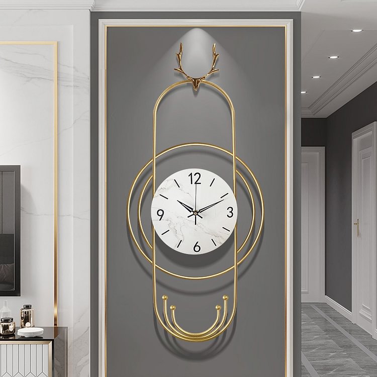 Homemys Nordic Light Luxury Metal Lines Wall Clock Home Wall Decorative Art