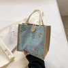 Flower Cotton Linen Picnic Lunch Shopping Handbag