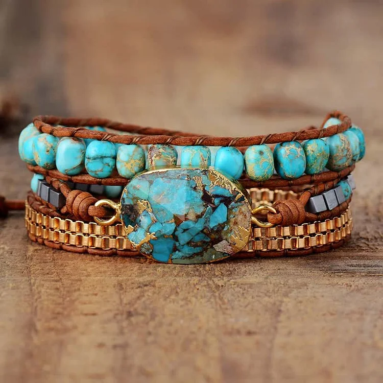 Turquoise Three - layer Winding Braided Bracelet