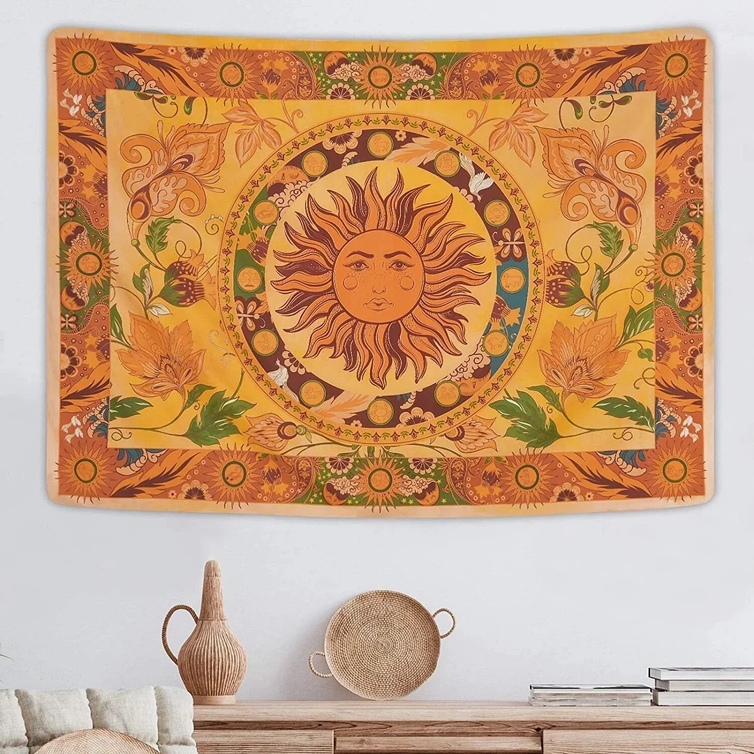 Burning Sun Tapestry Flower Vines Tapestries Vintage Floral Tapestry Mystic Tapestry Hippie Tapestry Wall Hanging for Room