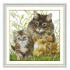 Cat Family - 9CT Partial Beaded Cross Stitch Kit(40x41cm)