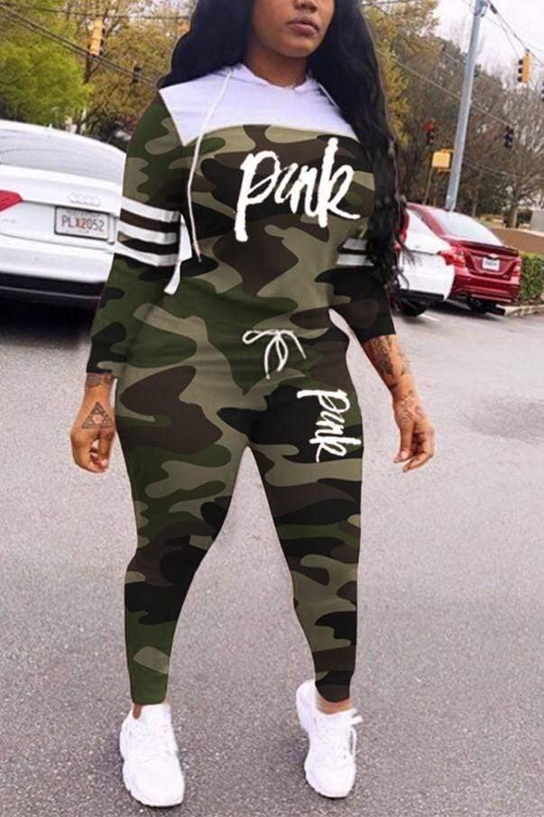 Fashion Camouflage Printing Hooded Suit - Shop Trendy Women's Clothing | LoverChic