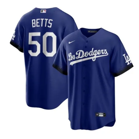 Men's Los Angeles Dodgers #50 Mookie Betts 2021 Royal City Connect Cool Base Stitched Baseball Jersey P3O2