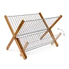 Bamboo Folding Dish Drainer Kitchen Storage Rack Tableware Dish Sink Storage Rack