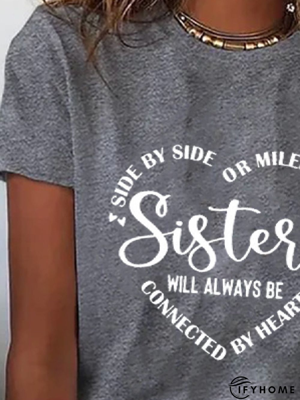 Casual Crew Neck Short Sleeve Loose Text Letters T-Shirt | IFYHOME