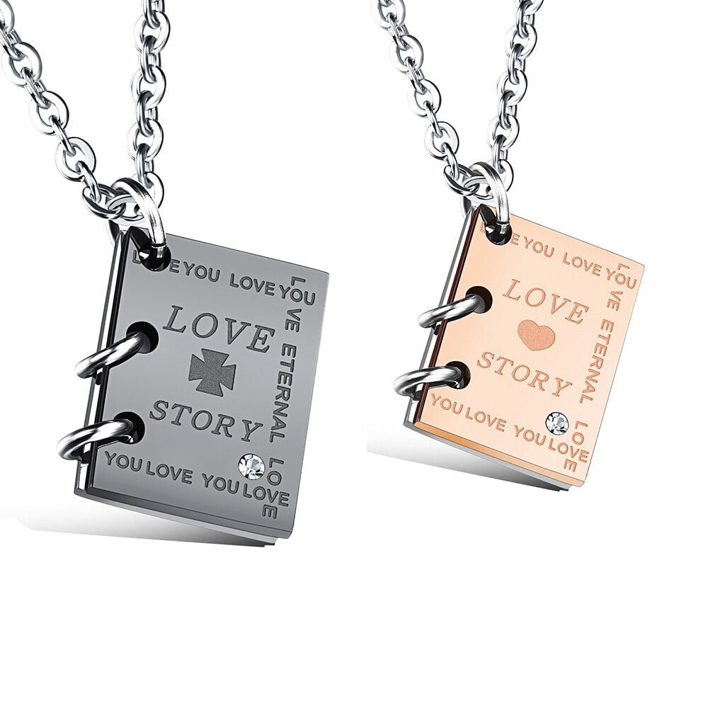 Book Necklace Love Story Matching Couples Bffs Necklace