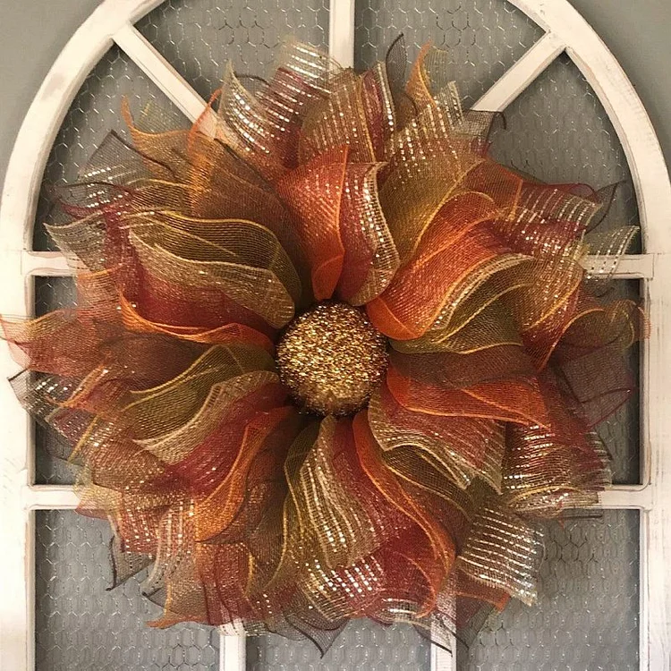 Fall Sunflower Mesh Wreath Front Door Fall Wreaths | AvasHome