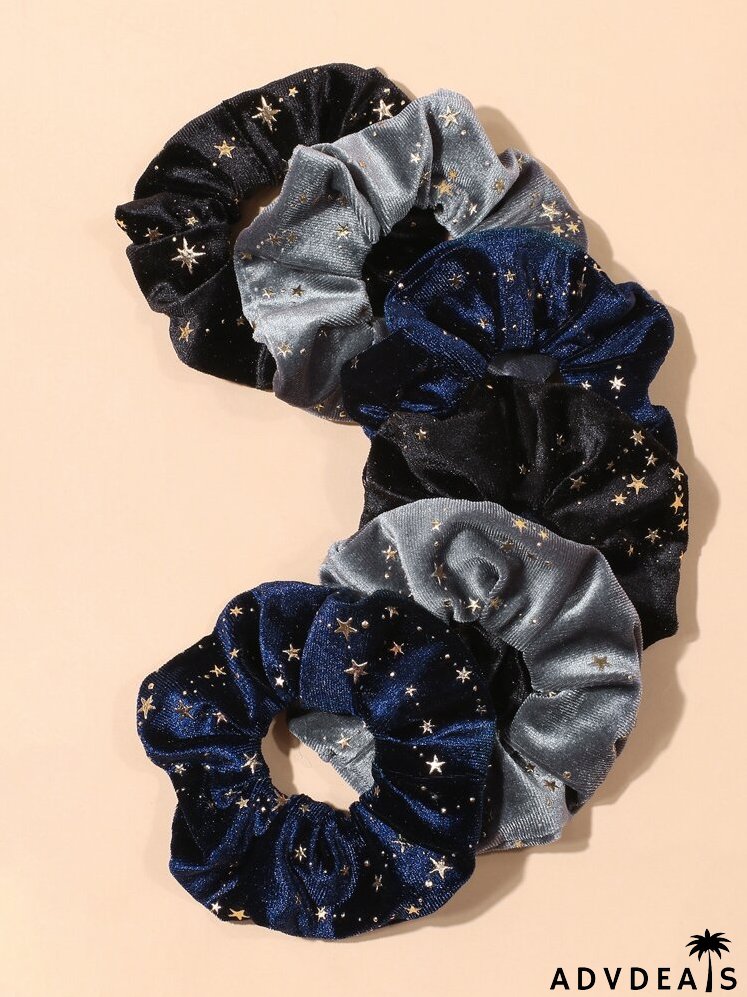 6pcs Galaxy Print Scrunchie