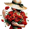 Framed Poppy Lady-Paint by Numbers Acrylic Painting 35*35CM With Color Box 5ML(24Colors)