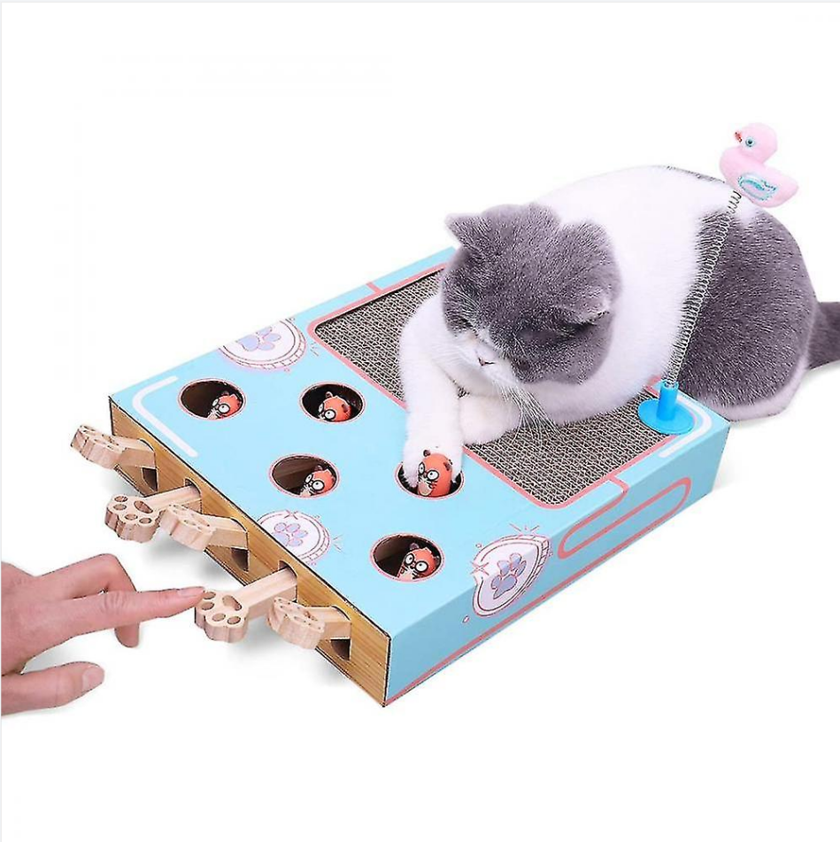 Cat Hunt Toy With Scratcher Catch Mouse Game Wooden Interactive Maze-Mice & Animal Toys
