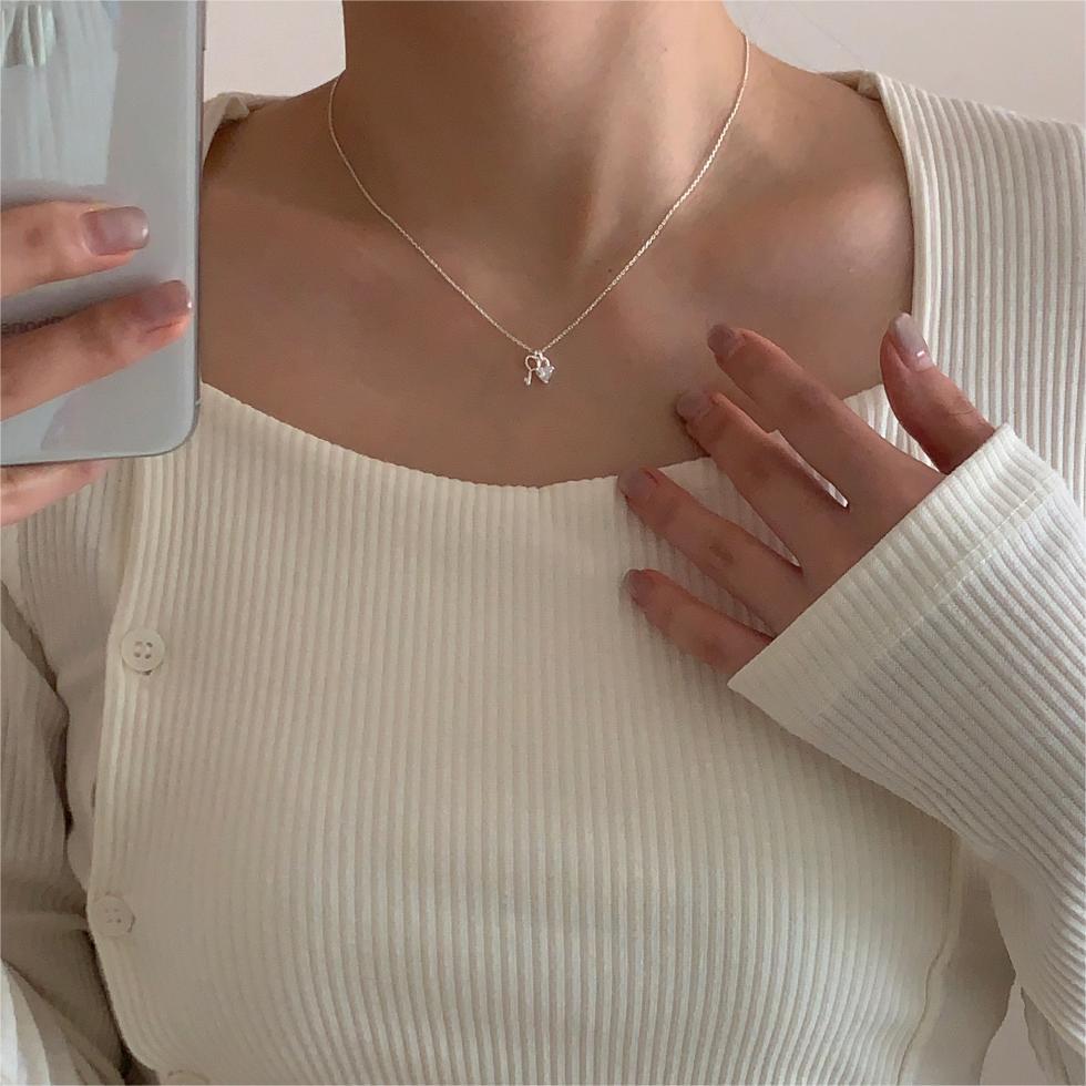 925 Sterling Silver Korean Rainbow Geometric Silver Electroplating Necklaces