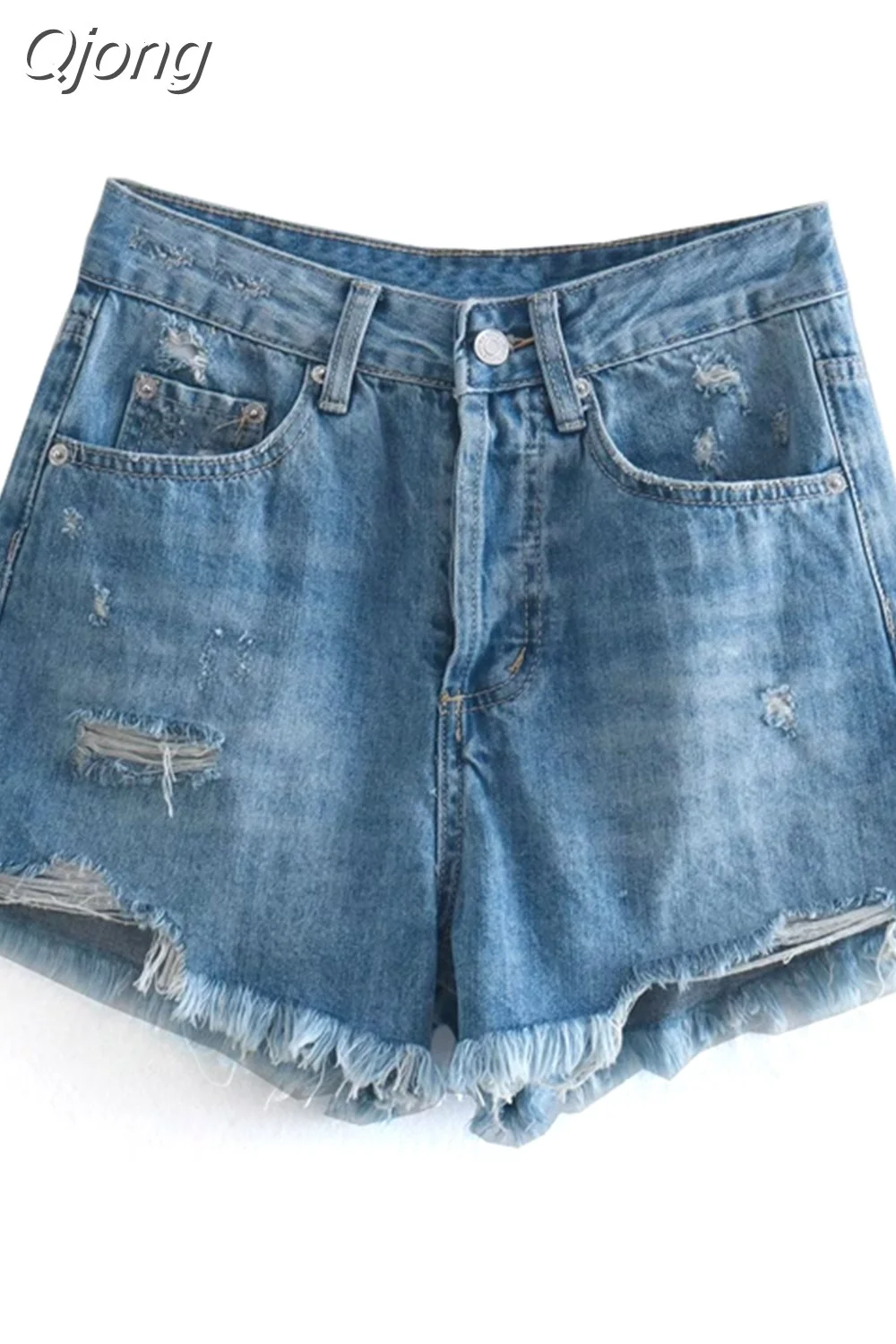 Qjong Traf Women's Denim Shorts High Waist Short Woman Fashion Y2k Blue Shorts Jeans Shorts for Women Female Jeans Summer Pants