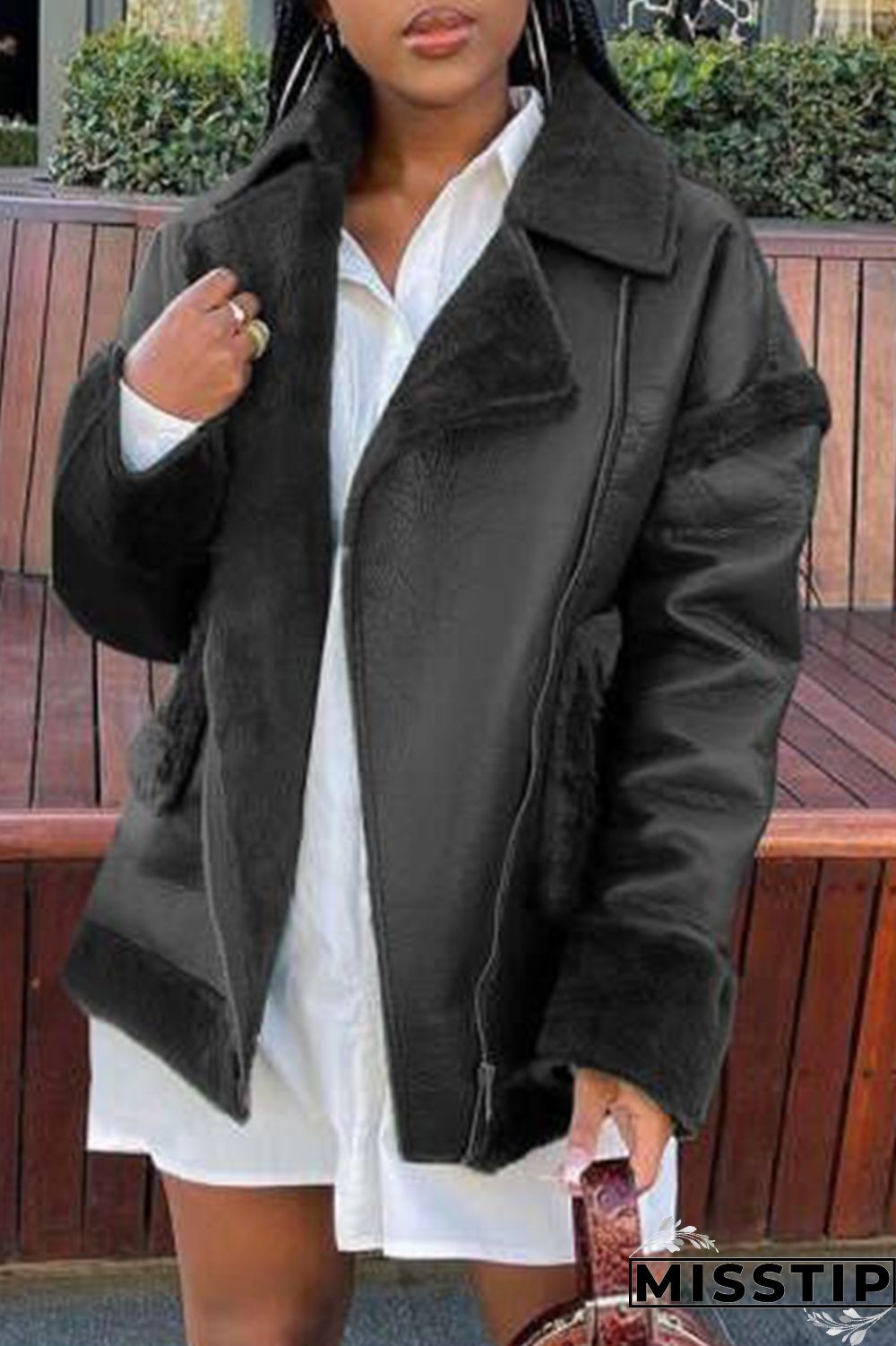 Brown Fashion Casual Solid Patchwork Turndown Collar Outerwear