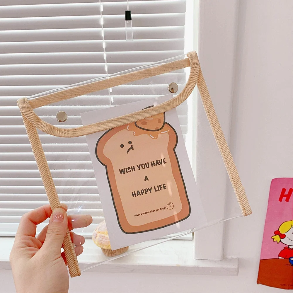 W&G Korean Ins Transparent Cosmetic Bag Large Capacity Student Pencil Case Waterproof Portable Lovely Girl Storage Bag File Bag
