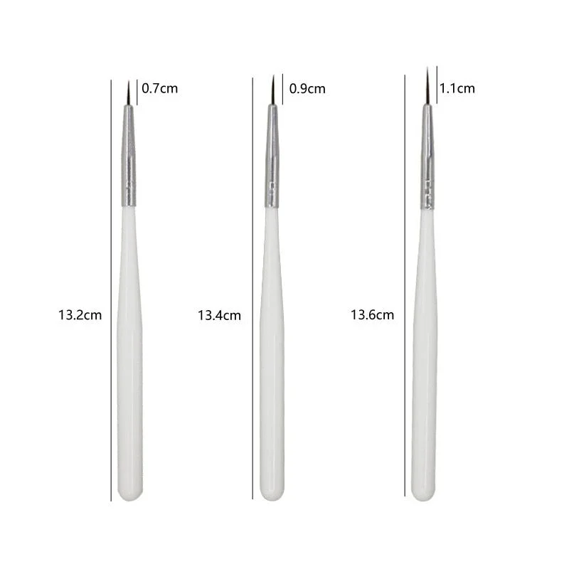 3pcs/Set Nail Brush Nail Art Acrylic Liquid Powder French Stripes Lines Liner Painting Design Brush Dotting Picking Pen Tool-Nail Inspo