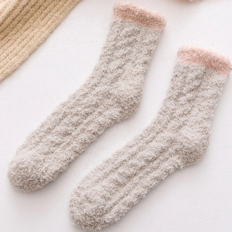 Coral Velvet Socks Women’s Autumn And Winter Velvet Thickened Towel Floor Socks Mid-tube Moon Socks Long-tube Sleep Socks Warm