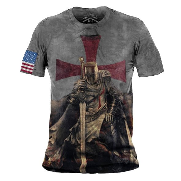 Men's retro printed casual short-sleeved T-shirt / [viawink] /