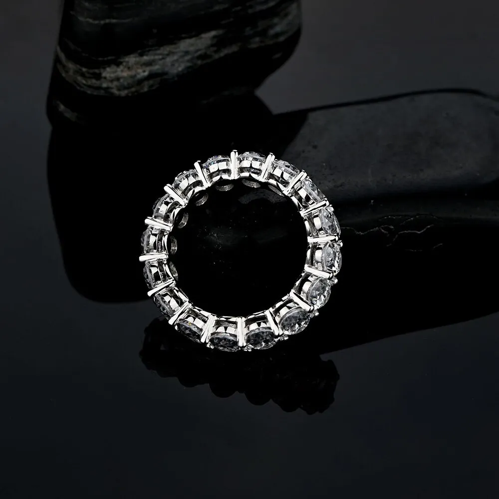 Trendy 925 Sterling Silver Oval High Carbon Diamond Eternity Rings for Women Men S925 Jewelry Cubic Zirconia Love Eternity Band 038