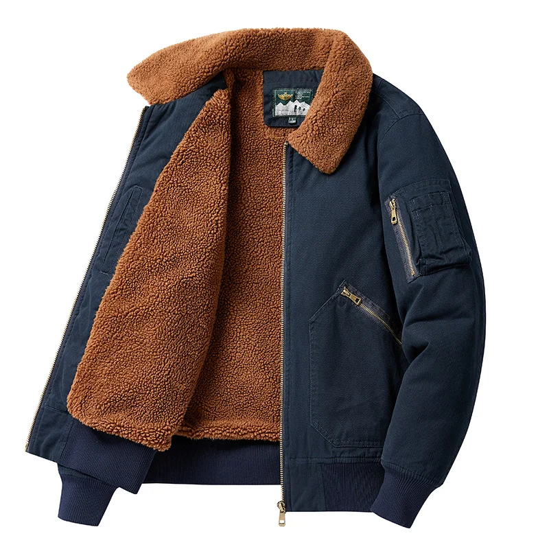 Men's Loose Pilot Jacket Oversized Workwear Thick Cotton MA-1 Jacket