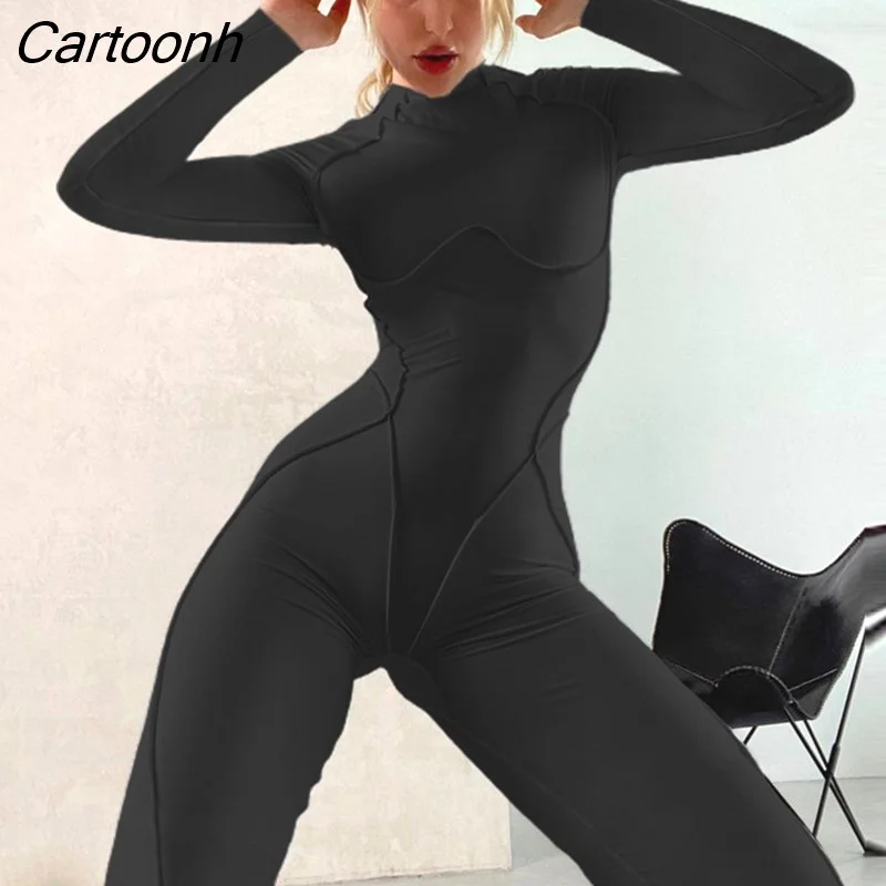 Cartoonh Fashion Contrast Stitch Backless Bodycon Jumpsuit Sports One Piece Outfits Spring Skinny Bodycon 2023 Womens Streetwear