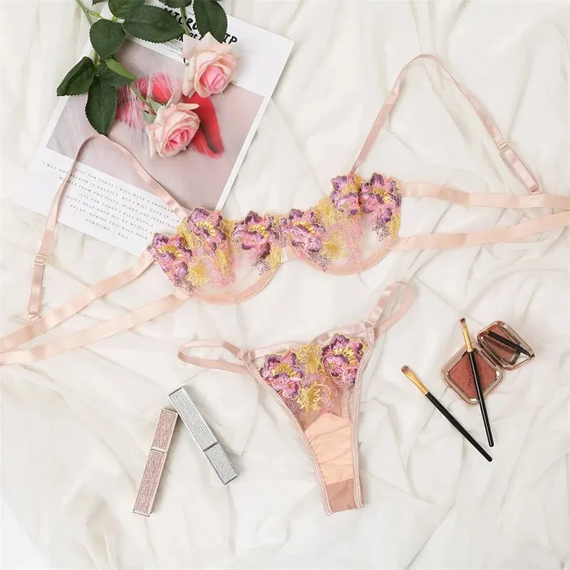 Billionm Lingerie Woman Lace Transparent Underwear Floral Embroidery ...