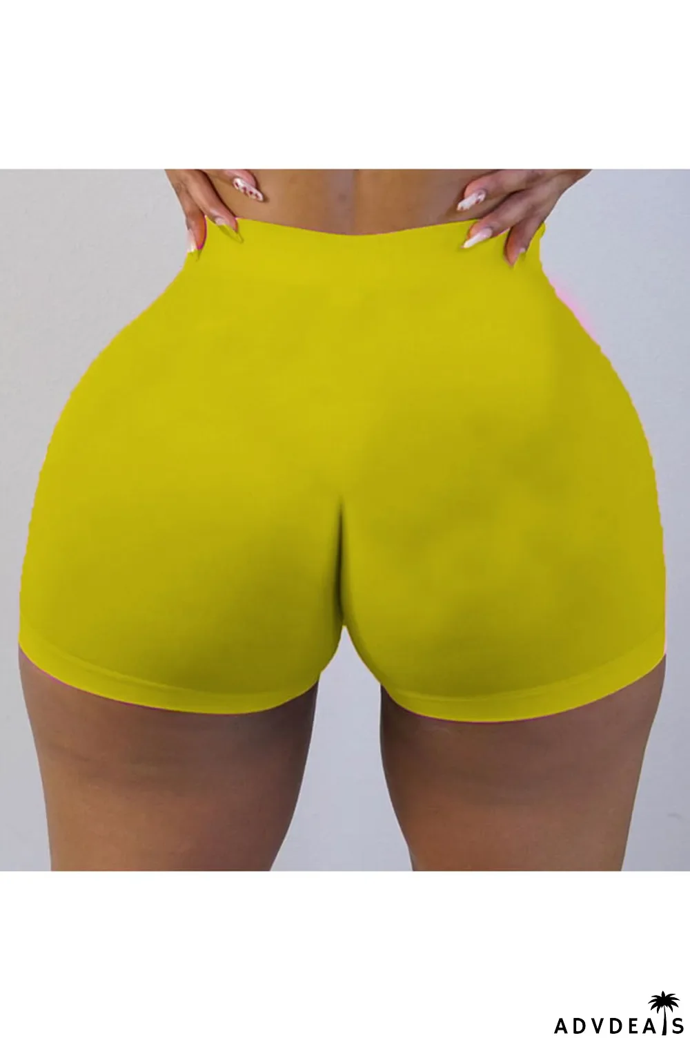 Army Green Elastic Fly High Solid Straight shorts Bottoms