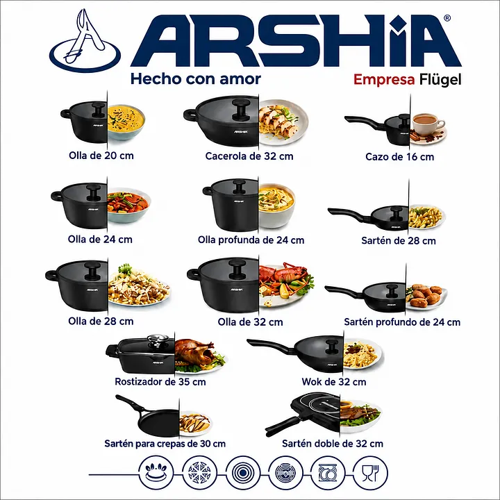 Medidas de las piezas del juego Arshia de 25 piezas