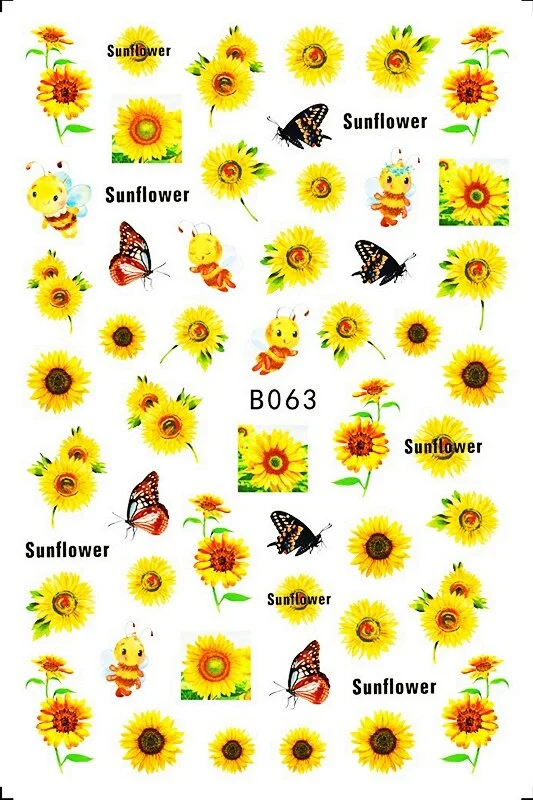 Nail Art Stickers Cactus Sticker for Nails Art Decals Avocado Adhesive Flower Leaves Manicure for Nails Design Decoration Art