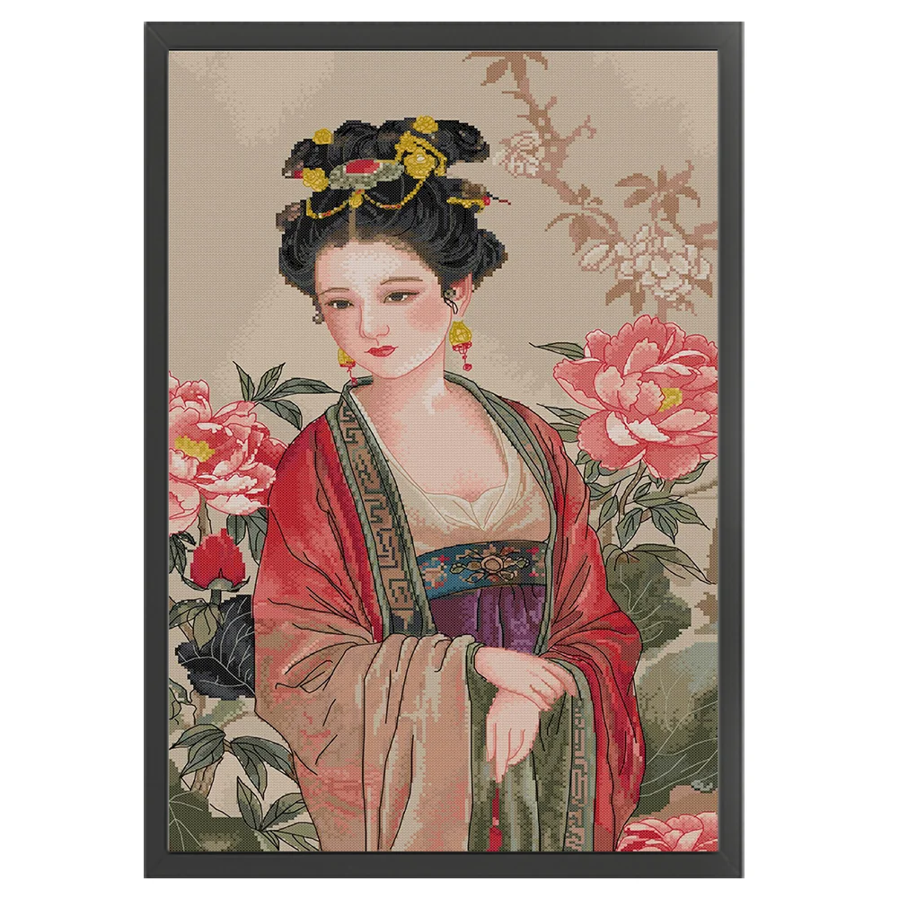 14CT Full Stamped Cross Stitch - Lady(Canvas|41*63CM)